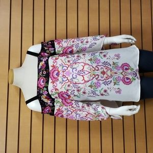 Status by Chenault Tunic Large Cold Shoulder Floral Adjustable Strap